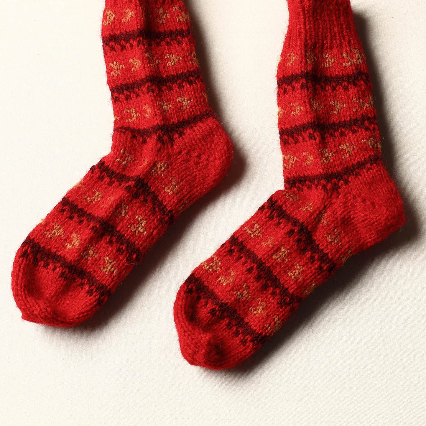 Orange - Kumaun Hand Knitted Woolen Socks (Kids)