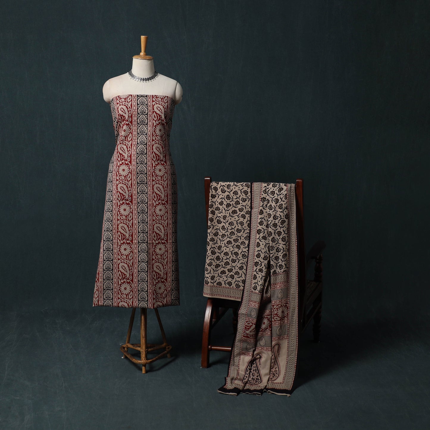Bagh Hand Block Print Cotton 3pc Unstitched Dress Material Suit Set 14
