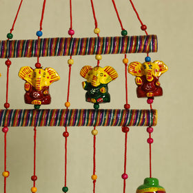 Ganesha - handpainted wooden decorative bell hanging 28