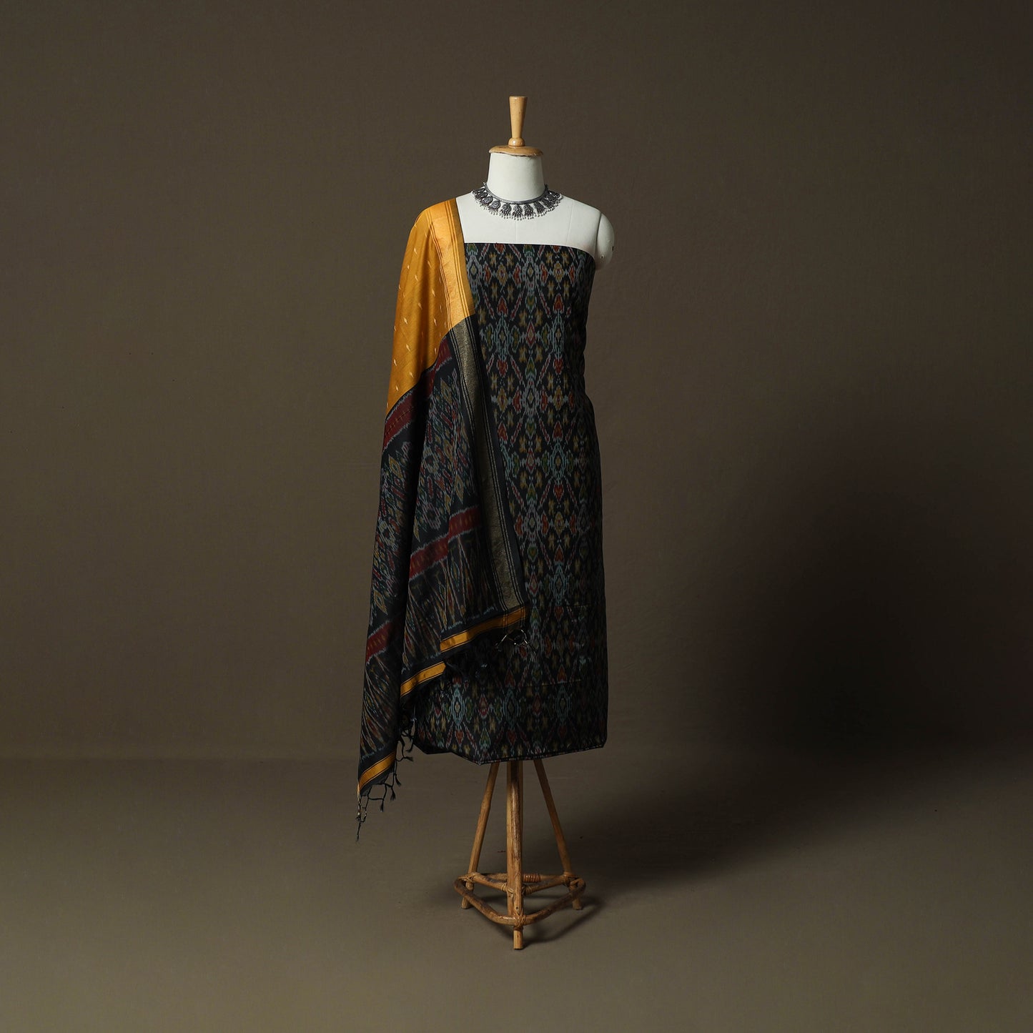 Handloom Sico Pochampally Ikat 2pc Unstitched Dress Material Kurta Set 13