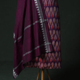 Pochampally Ikat Woven 2pc Cotton Unstitched Dress Material Kurta Set with Earrings 09