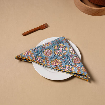 Floral Sanganeri Block Print Cotton Table Napkin 07