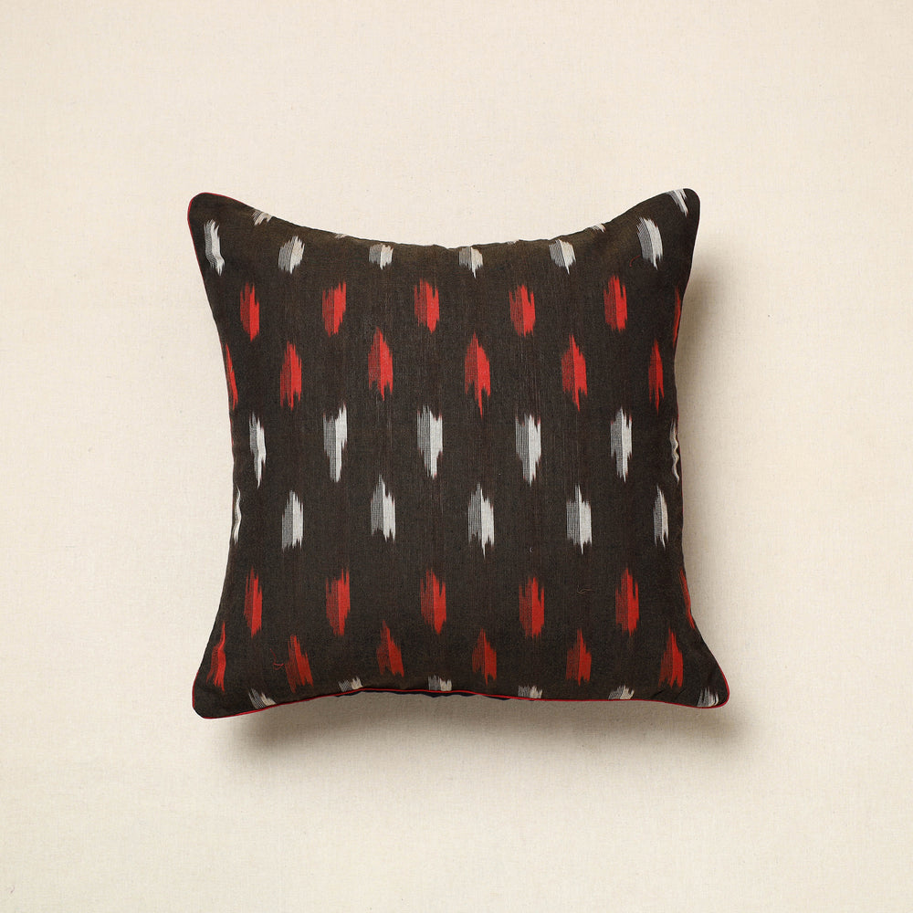 Black - Pochampally Ikat Cotton Cushion Cover (16 x 16 in) 12