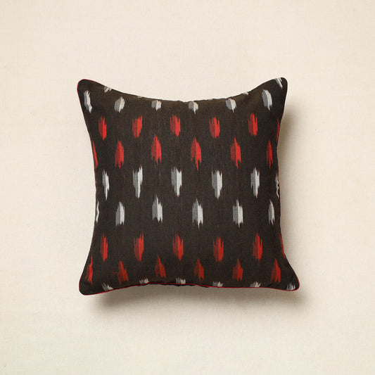 Black - Pochampally Ikat Cotton Cushion Cover (16 x 16 in) 12