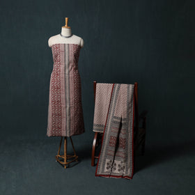 Bagh Hand Block Print Cotton 3pc Unstitched Dress Material Suit Set 15