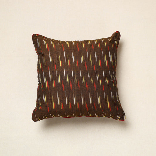 Brown - Pochampally Ikat Cotton Cushion Cover (16 x 16 in) 13