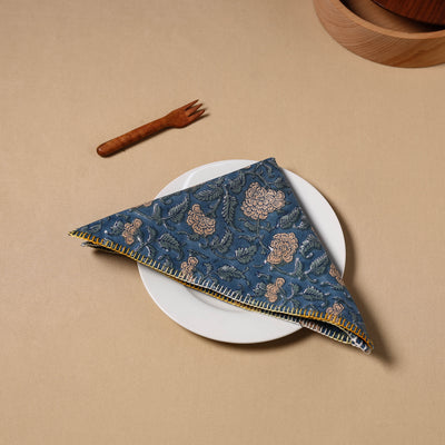 Floral Sanganeri Block Print Cotton Table Napkin 03