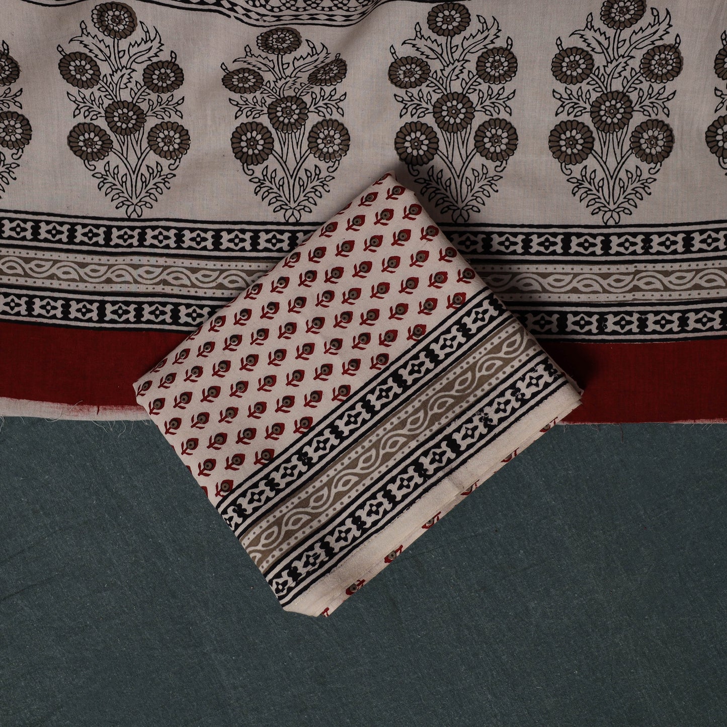 Bagh Hand Block Print Cotton 3pc Unstitched Dress Material Suit Set 15