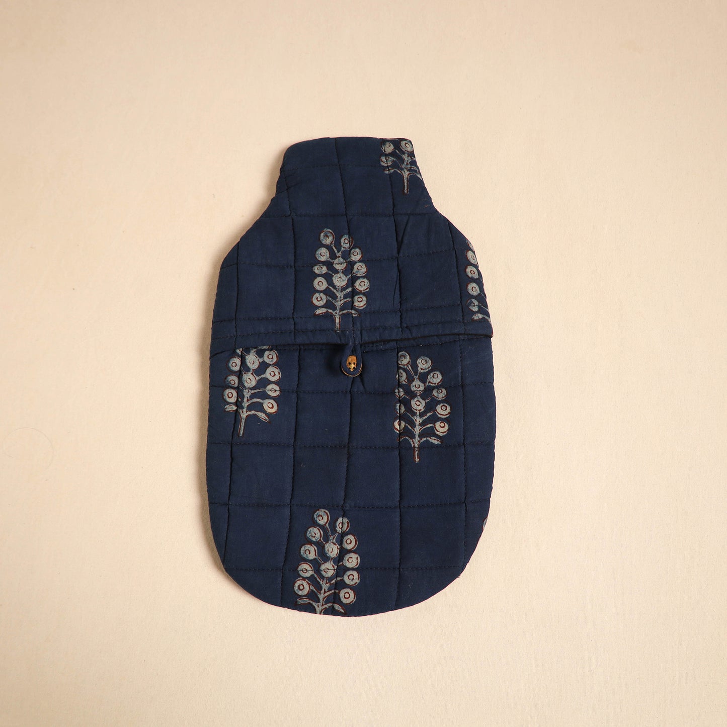 Blue - Handmade Quilted 1L Hot Water Bottle Cover 09