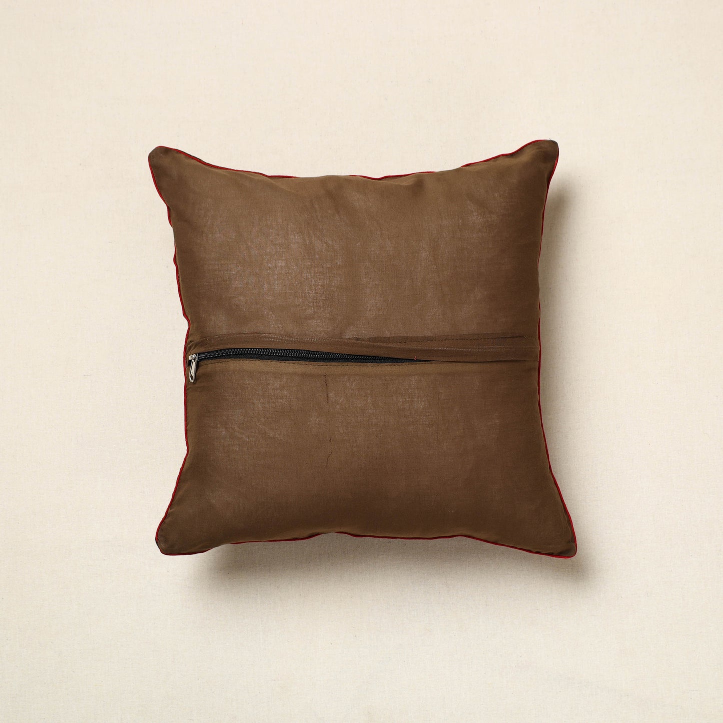 Brown - Pochampally Ikat Cotton Cushion Cover (16 x 16 in) 13