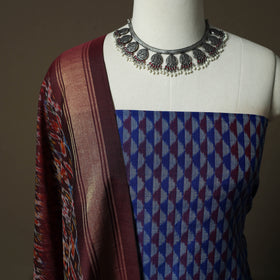 Handloom Sico Pochampally Ikat 2pc Unstitched Dress Material Kurta Set 15