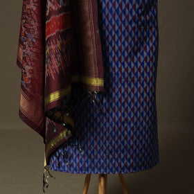 Handloom Sico Pochampally Ikat 2pc Unstitched Dress Material Kurta Set 15