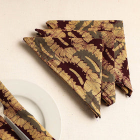 Set of 4 - Yellow Hand Batik Printed Cotton Table Napkins