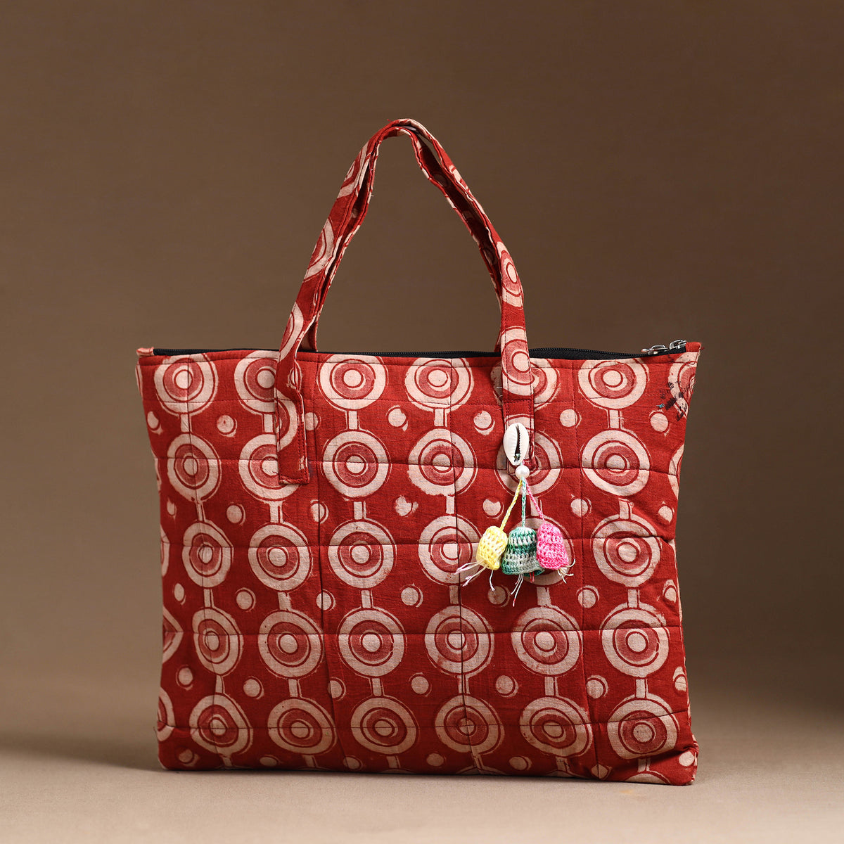 Red - Handcrafted Quilted Cotton Hand Bag  25