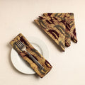 Set of 4 - Yellow Hand Batik Printed Cotton Table Napkins