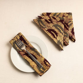 Set of 4 - Yellow Hand Batik Printed Cotton Table Napkins