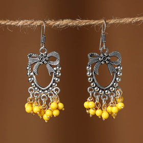 Yellow - nithya german silver beaded earrings - handcrafted
