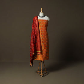 Handloom Sico Pochampally Ikat 2pc Unstitched Dress Material Kurta Set 16