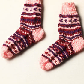 Multicolor Kumaun Hand Knitted Woolen Socks (Kids)