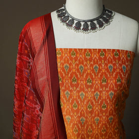Handloom Sico Pochampally Ikat 2pc Unstitched Dress Material Kurta Set 16