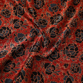 Red - natural dyed mashru silk fabric 28 - handcrafted