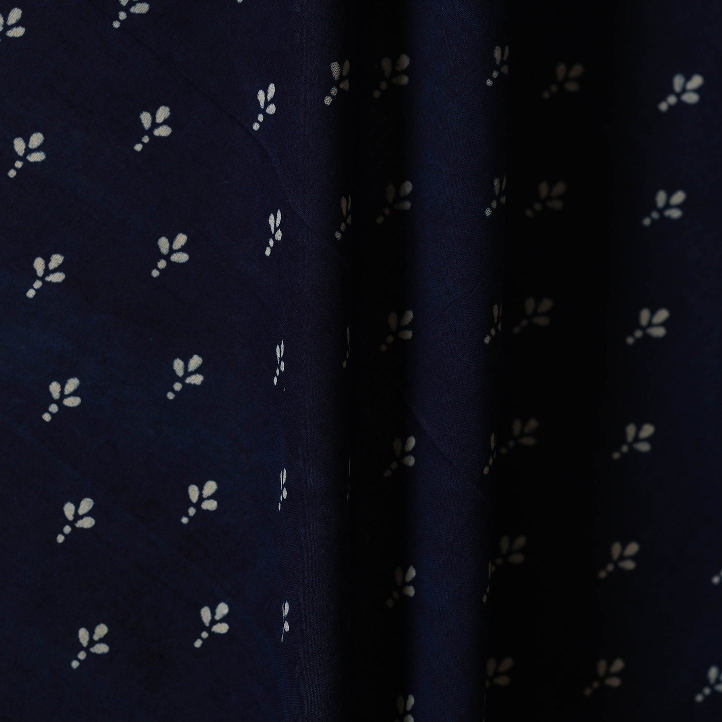 Hand Block Print Cotton Indigo Bagru Fabric 09