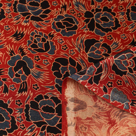 Red - natural dyed mashru silk fabric 28 - handcrafted