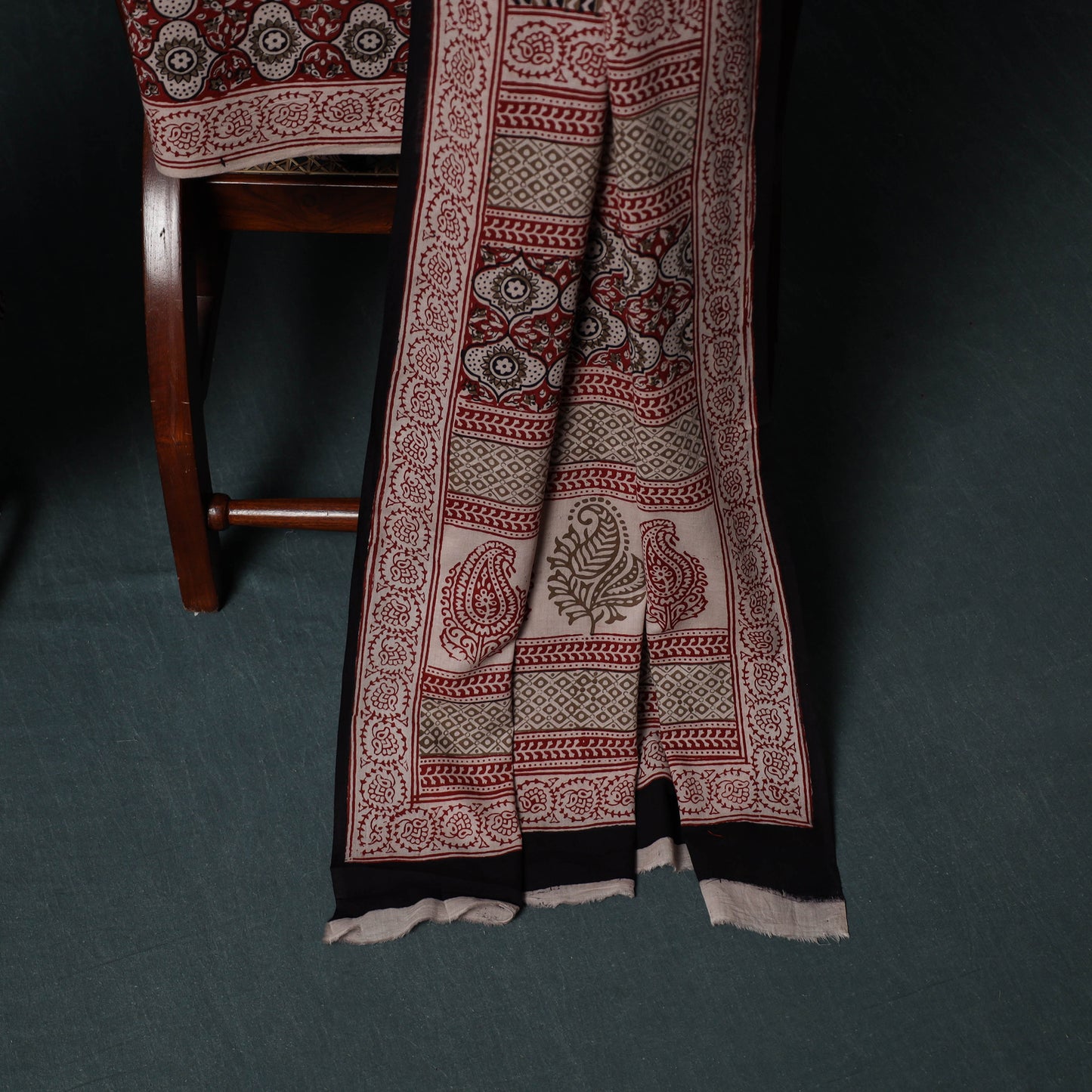 Bagh Hand Block Print Cotton 3pc Unstitched Dress Material Suit Set 17