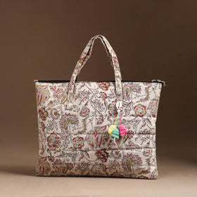 Beige Handcrafted Quilted Cotton Hand Bag 26