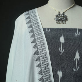 Pochampally Ikat Woven 2pc Cotton Unstitched Dress Material Kurta Set with Jewellery 12