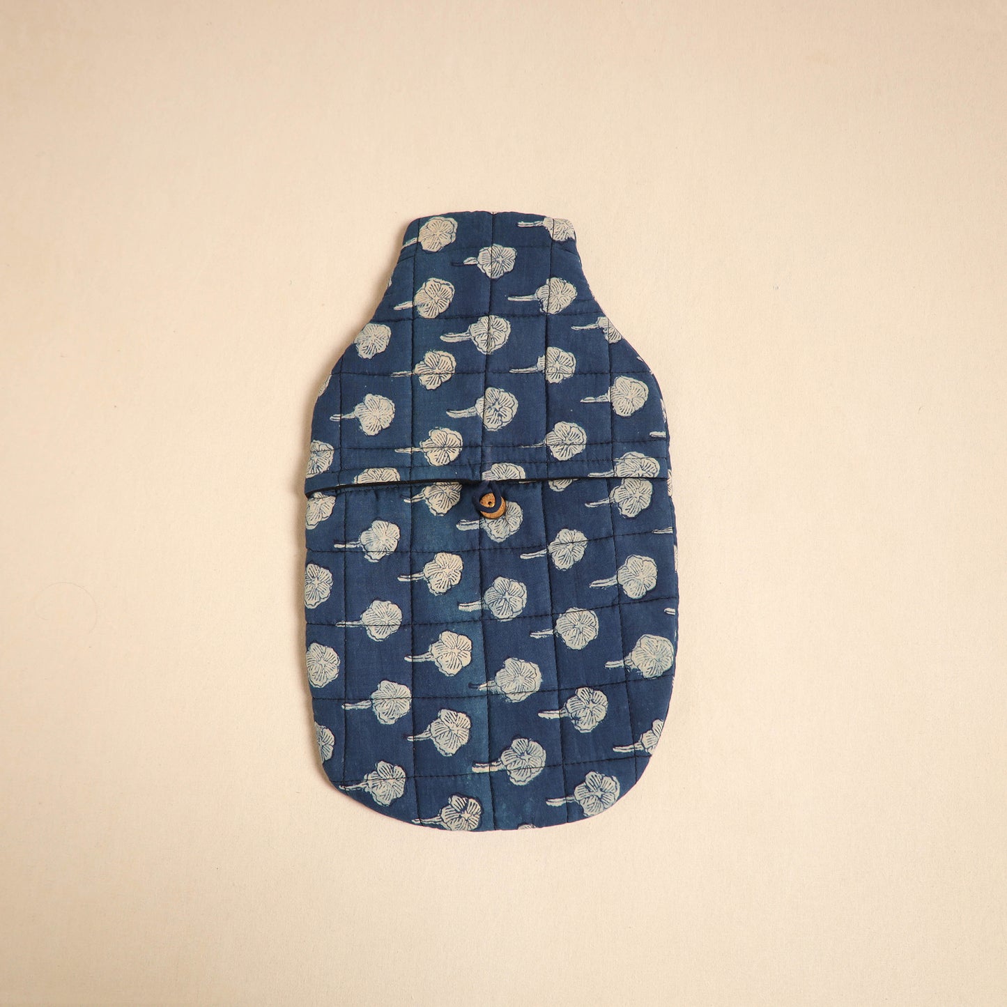 Blue - Handmade Quilted 1L Hot Water Bottle Cover 02