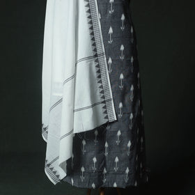 Pochampally Ikat Woven 2pc Cotton Unstitched Dress Material Kurta Set with Jewellery 12