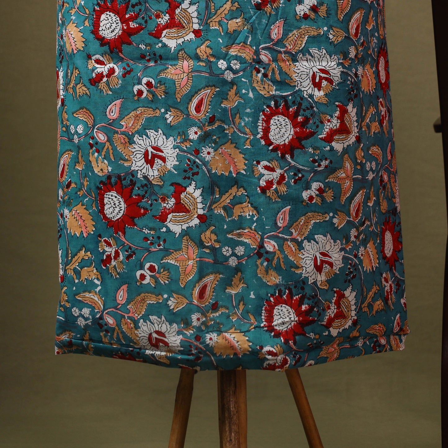 Green Designer! Block Print Cotton Dress Material with Jewellery Set