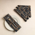 Set of 4 - Brown Hand Batik Printed Cotton Table Napkins