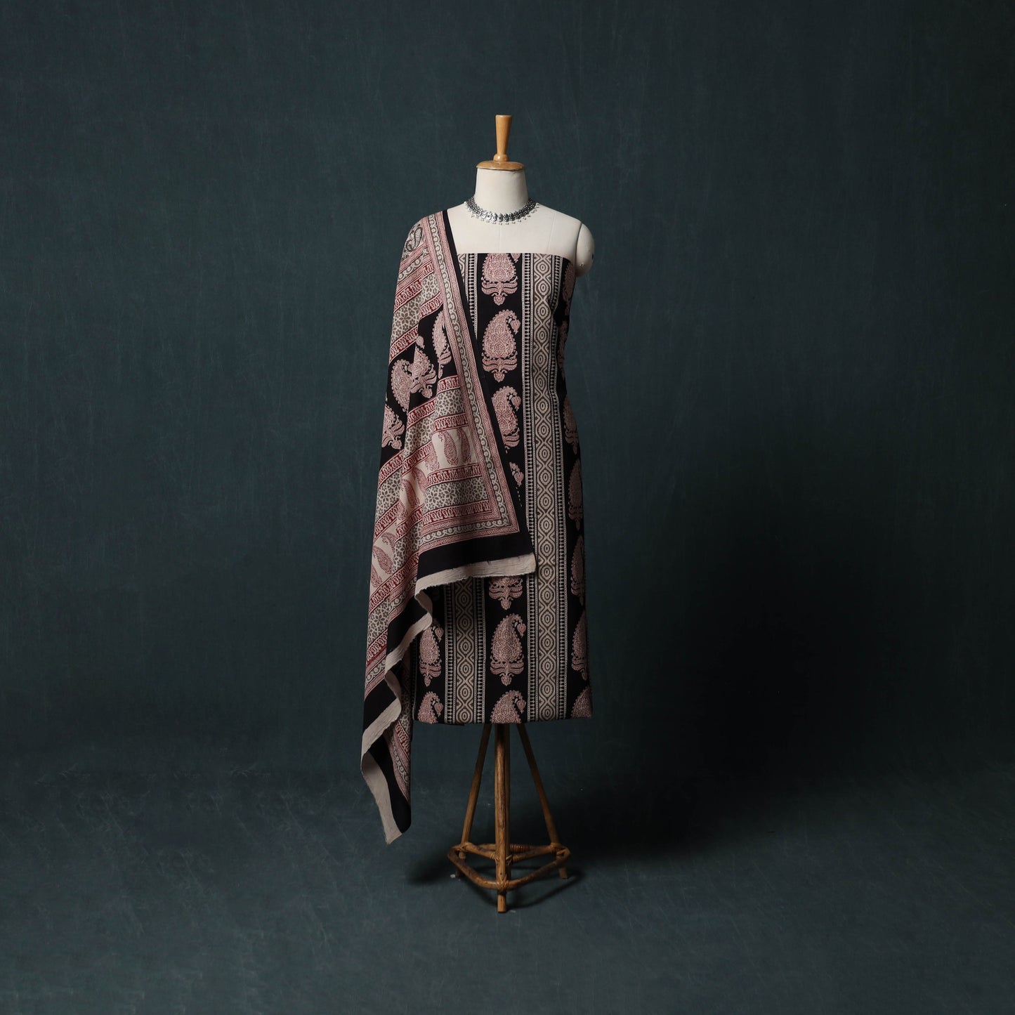 Bagh Hand Block Print Cotton 3pc Unstitched Dress Material Suit Set 18