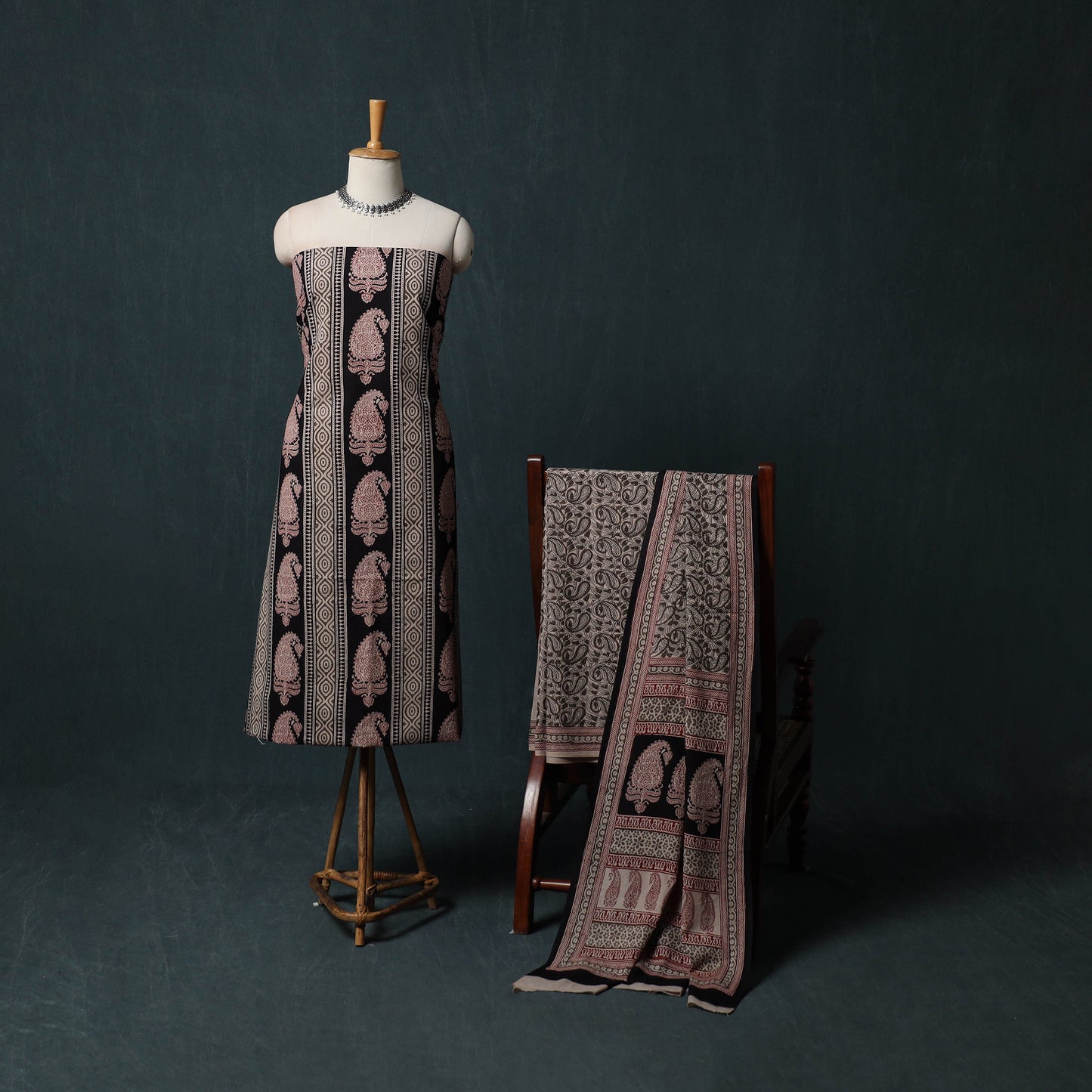 Bagh Hand Block Print Cotton 3pc Unstitched Dress Material Suit Set 18