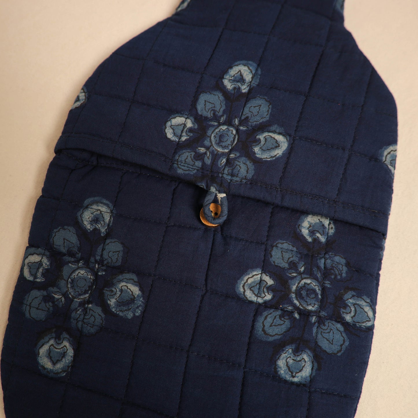 Blue - Handmade Quilted 1L Hot Water Bottle Cover 01