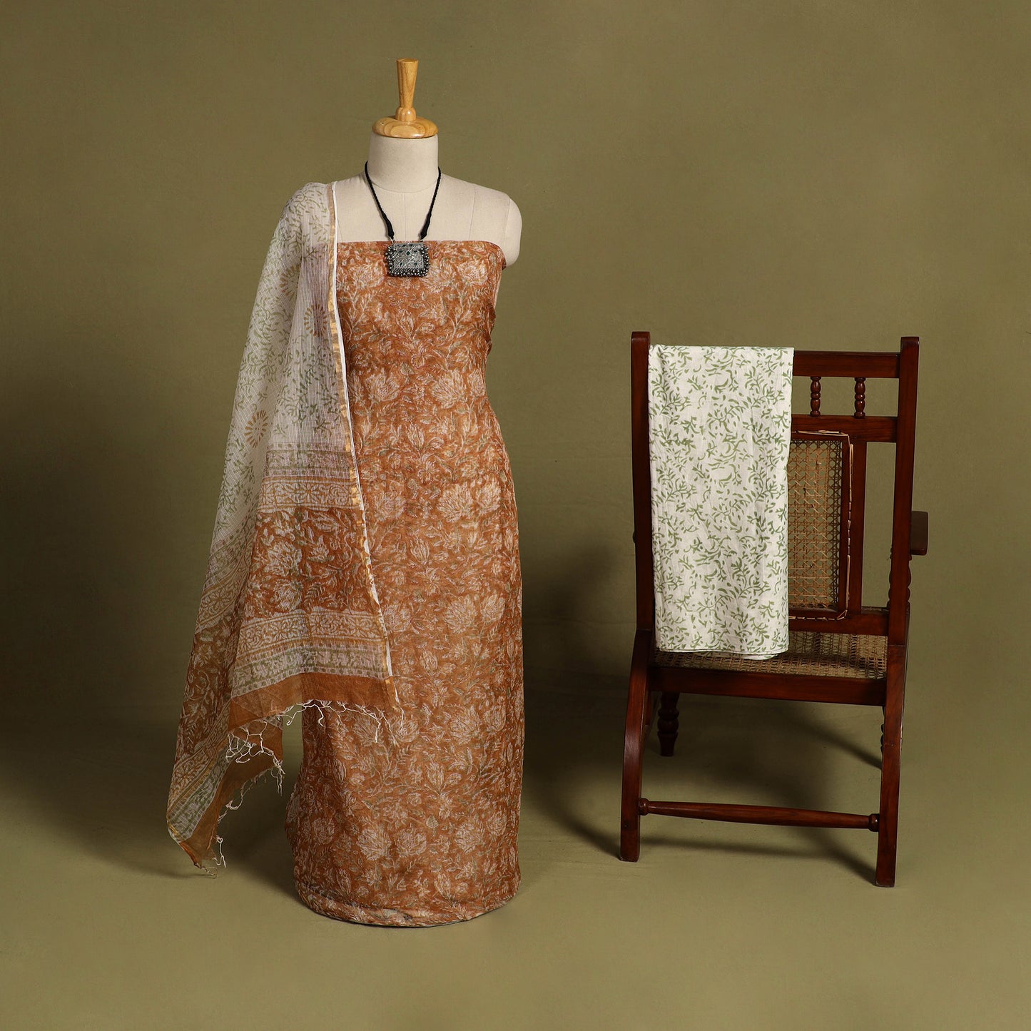 Buy 3pc Sanganeri Block Print Kota Cotton Dress Material