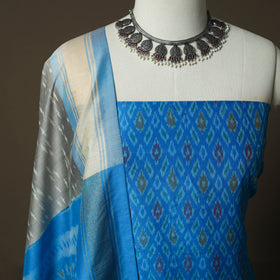 Handloom Sico Pochampally Ikat 2pc Unstitched Dress Material Kurta Set 18