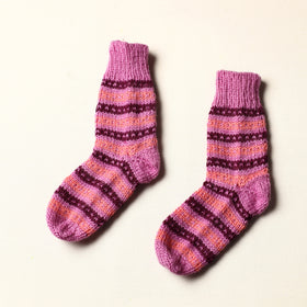  Pink Kumaun Hand Knitted Woolen Socks - Kids