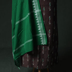 Pochampally Ikat Woven 2pc Cotton Unstitched Dress Material Kurta Set with Jewellery 13