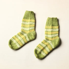  Green Kumaun Hand Knitted Woolen Socks - Kids