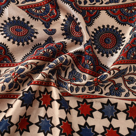 Multicolor Natural Dyed Mashru Silk Ajrakh Print Fabric