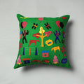 Green Pipli Applique Work Cotton Cushion Cover