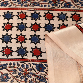 Multicolor Natural Dyed Mashru Silk Ajrakh Print Fabric