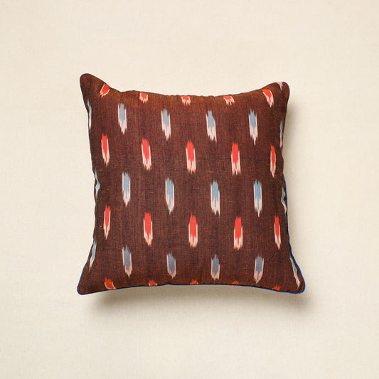 Brown - Pochampally Ikat Cotton Cushion Cover (16 x 16 in) 21