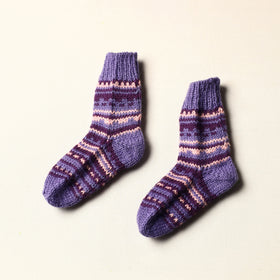  Purple Kumaun Hand Knitted Woolen Socks - Kids