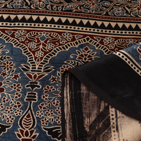 Black Natural Dyed Mashru Silk Ajrakh Print Fabric