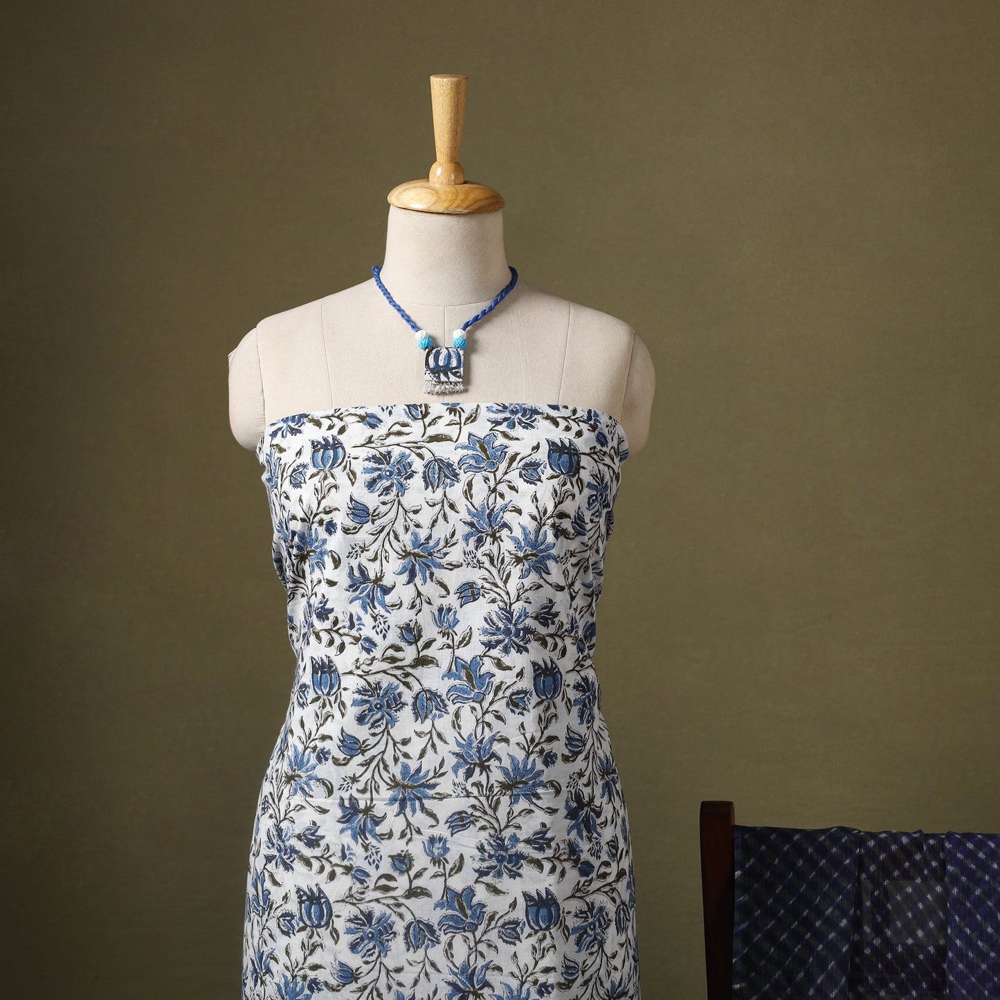 Blue - designer! Cotton unstitched dress material