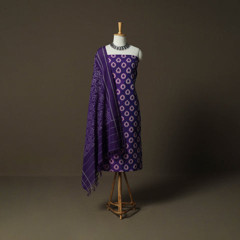 Handloom Cotton Pochampally Ikat 2pc Unstitched Dress Material Kurta Set 20